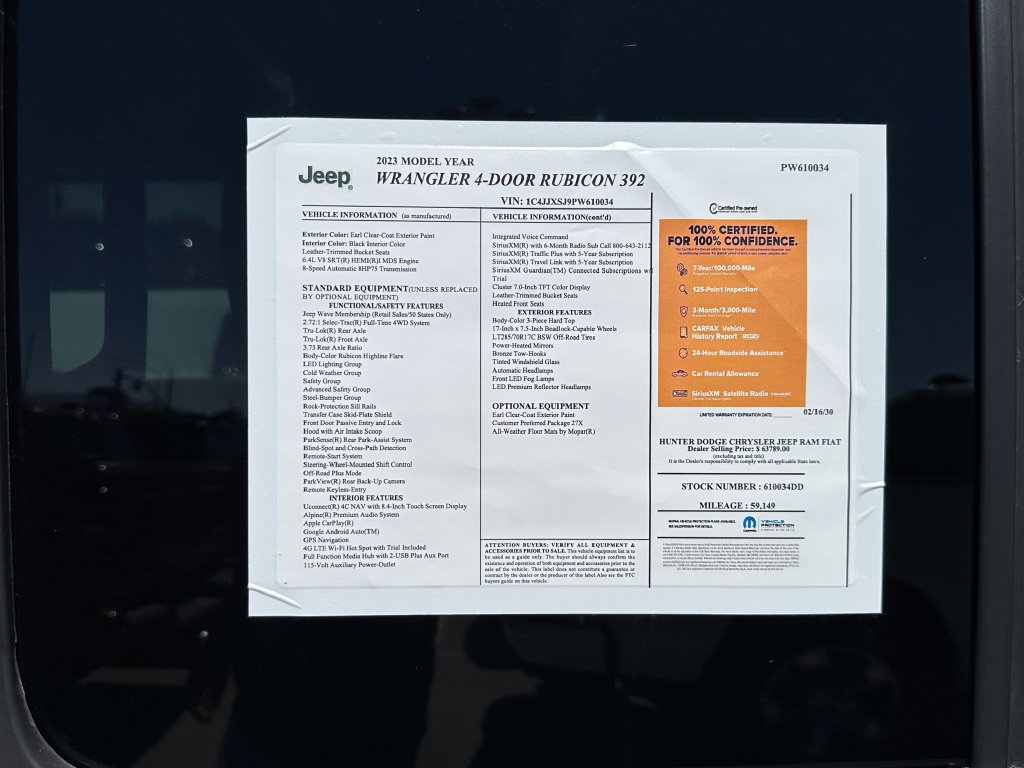 Certified 2023 Jeep Wrangler Unlimited Rubicon 392 AWD/4WD image 3