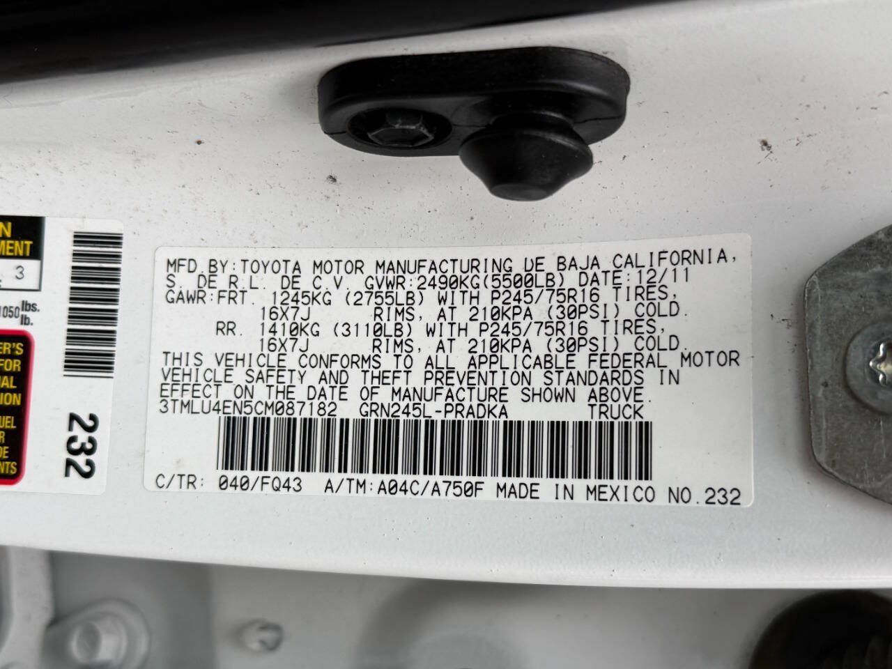 Used 2012 Toyota Tacoma 4x4 Double Cab w/ SR5 Pkg image 31