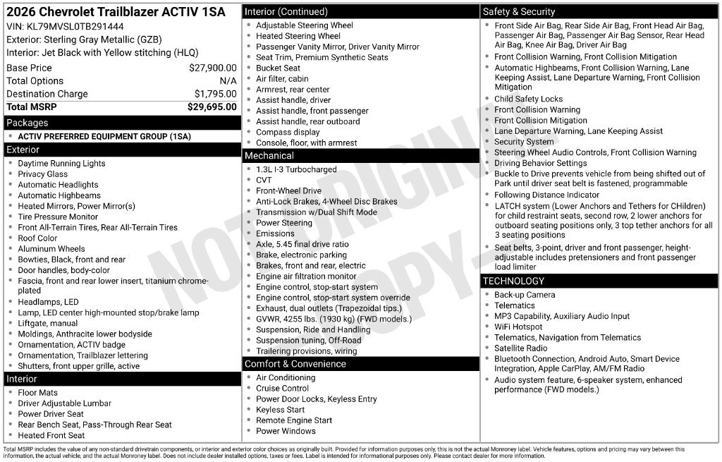 New 2026 Chevrolet TrailBlazer ACTIV FWD image 23