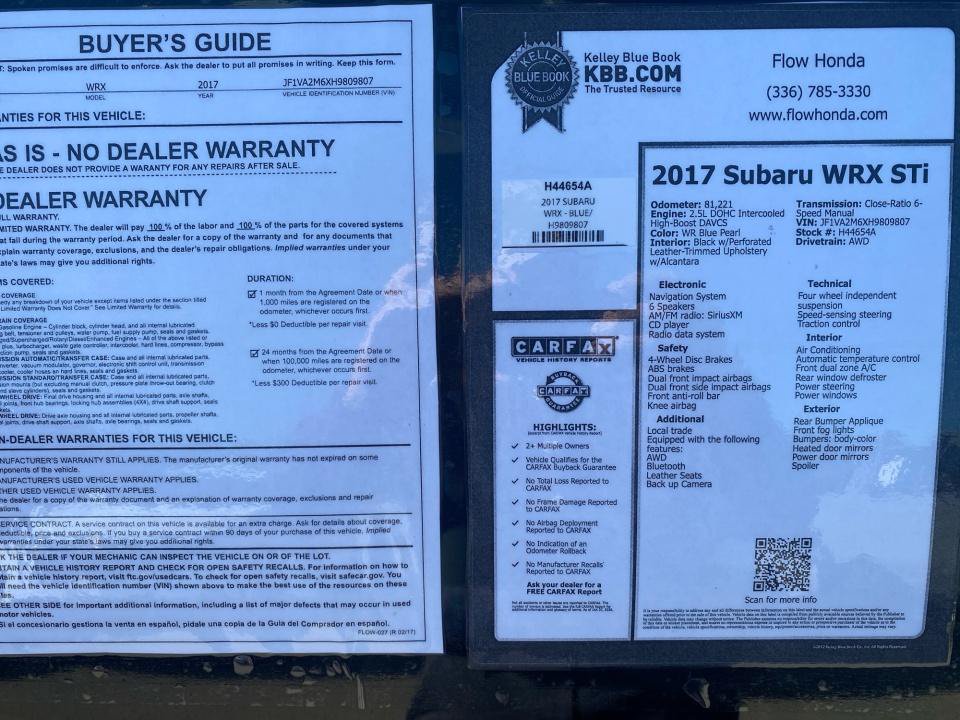 Used 2017 Subaru WRX STI w/ Popular Package #3 AWD/4WD image 37