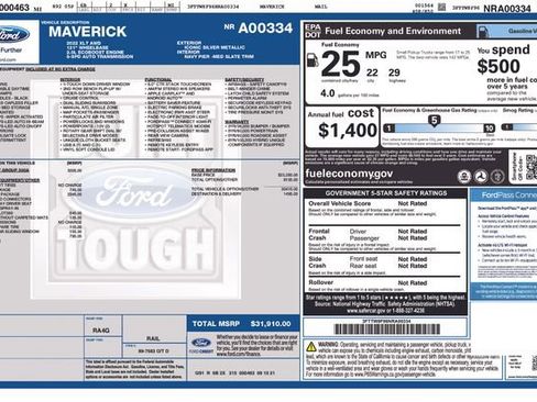 Certified 2022 Ford Maverick XLT w/ Equipment Group 300A Standard image 33