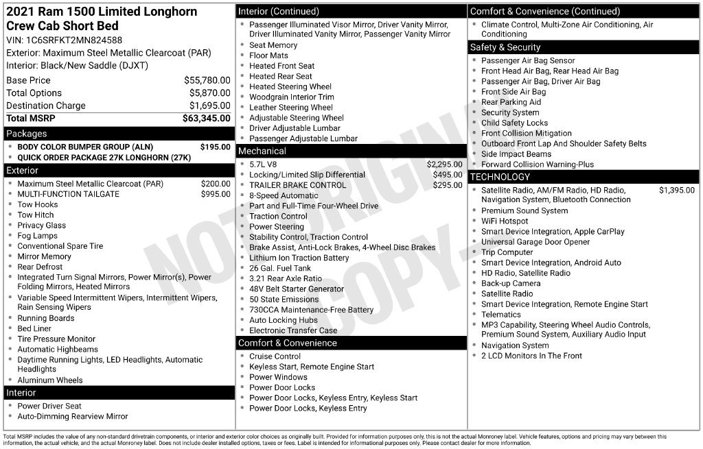 Used 2021 RAM 1500 Longhorn AWD/4WD image 12