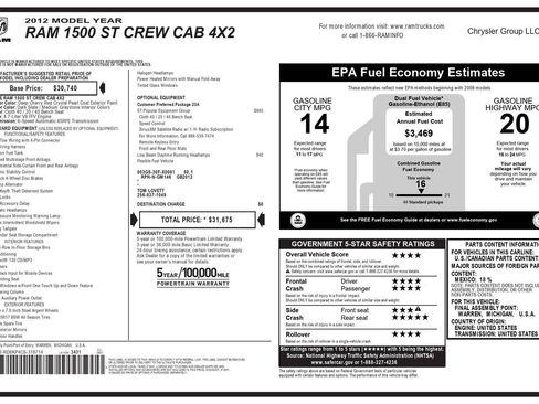 Used 2012 RAM 1500 ST w/ ST Popular Equipment Group image 22