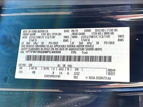 Used 2021 Ford F150 Raptor w/ Equipment Group 801A High image 36