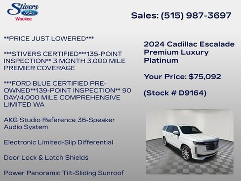 Used 2024 Cadillac Escalade Premium Luxury Platinum w/ Heavy-Duty Trailer Package AWD/4WD image 40