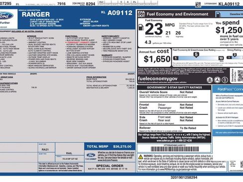 Used 2019 Ford Ranger Lariat w/ Technology Package RWD image 33