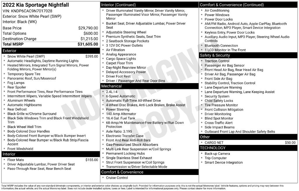 Used 2022 Kia Sportage Nightfall Edition AWD/4WD image 7