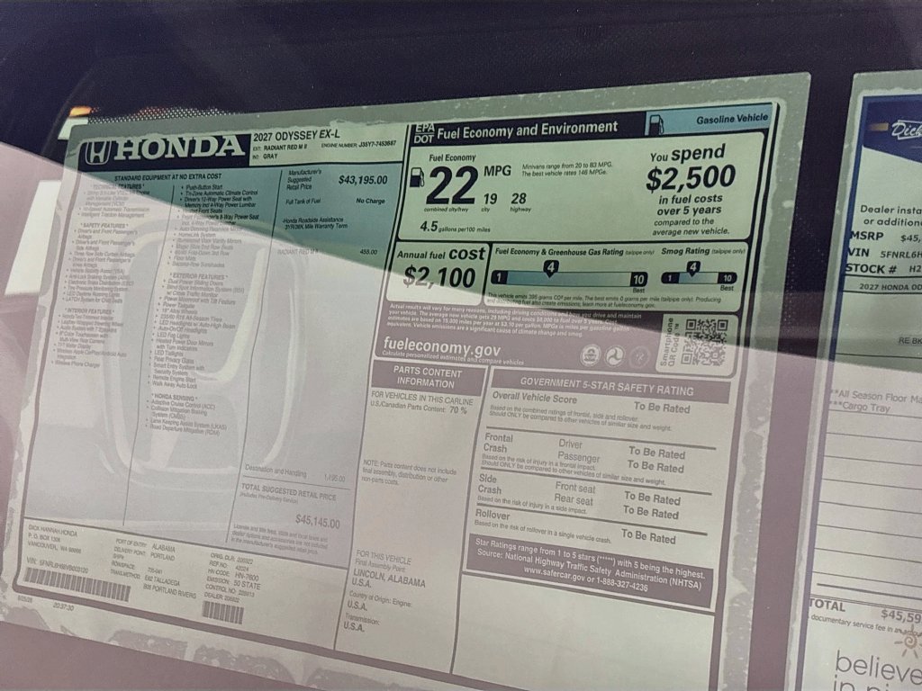 New 2027 Honda Odyssey EX-L image 23
