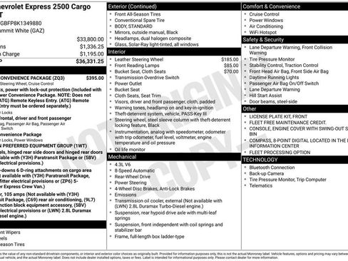 Used 2019 Chevrolet Express 2500 Extended w/ Driver Convenience Package RWD image 32