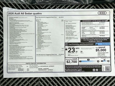 New 2026 Audi A6 Prestige image 9