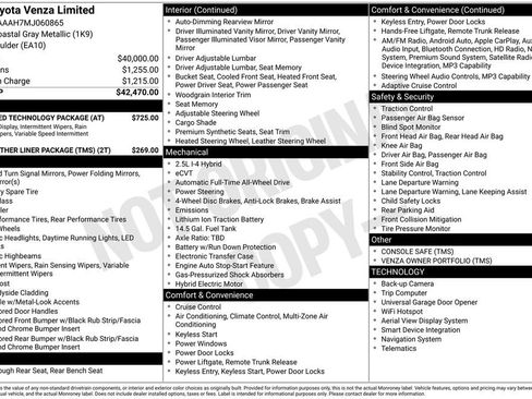 Used 2021 Toyota Venza Limited w/ Advanced Technology Package AWD/4WD image 6