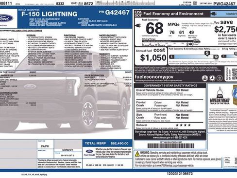 Certified 2023 Ford F150 Lightning XLT w/ Equipment Group 312A High image 42