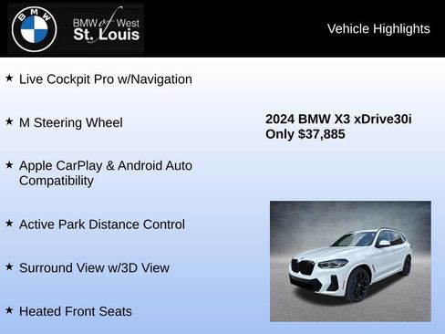 Used 2024 BMW X3 xDrive30i w/ Premium Package AWD/4WD image 31