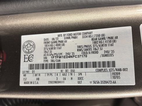 Certified 2022 Ford F150 Lariat w/ Equipment Group 502A High image 9