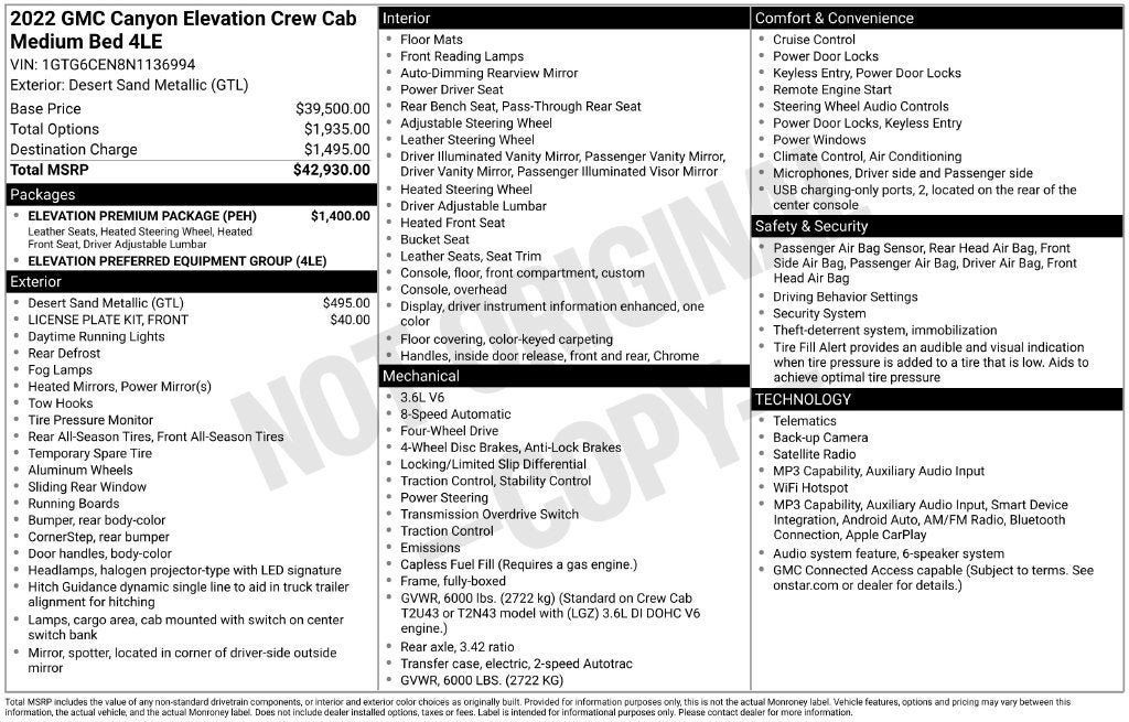 Used 2022 GMC Canyon Elevation w/ Elevation Premium Package AWD/4WD image 3