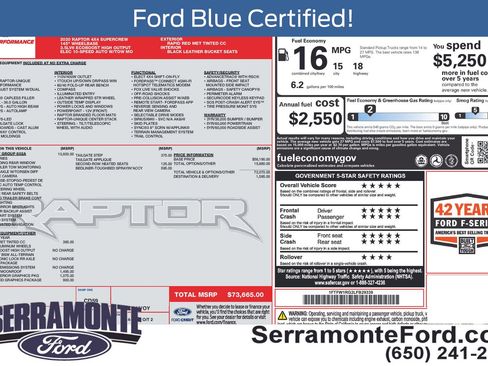 Used 2020 Ford F150 Raptor w/ Equipment Group 802A Luxury AWD/4WD image 18