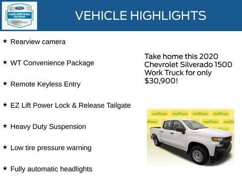 Used 2020 Chevrolet Silverado 1500 W/T w/ WT Fleet Convenience Package image 23