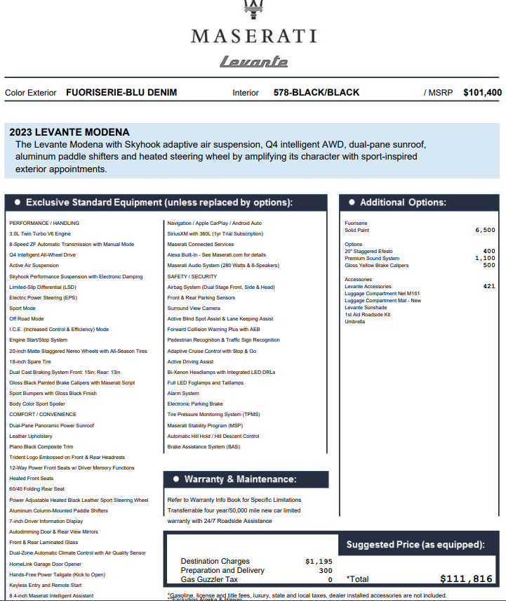 Certified 2023 Maserati Levante Modena AWD/4WD image 1
