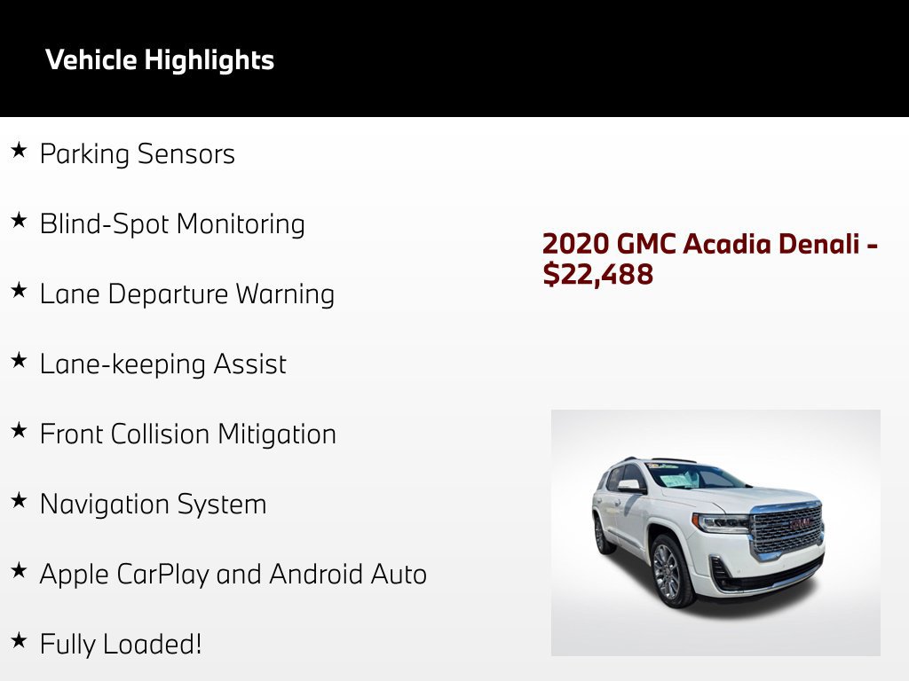 Used 2020 GMC Acadia Denali w/ Technology Package FWD image 67