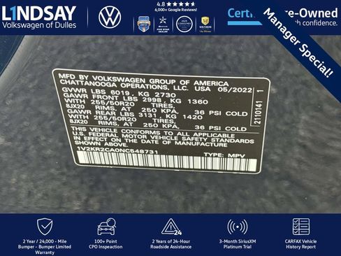 Certified 2022 Volkswagen Atlas SE image 28
