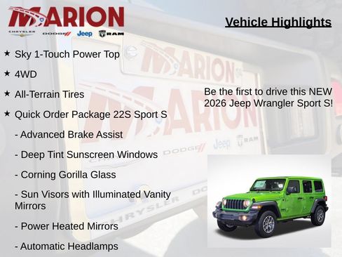 New 2026 Jeep Wrangler Unlimited Sport AWD/4WD image 5
