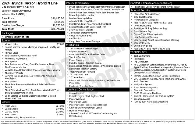 Used 2024 Hyundai Tucson N Line AWD/4WD image 36