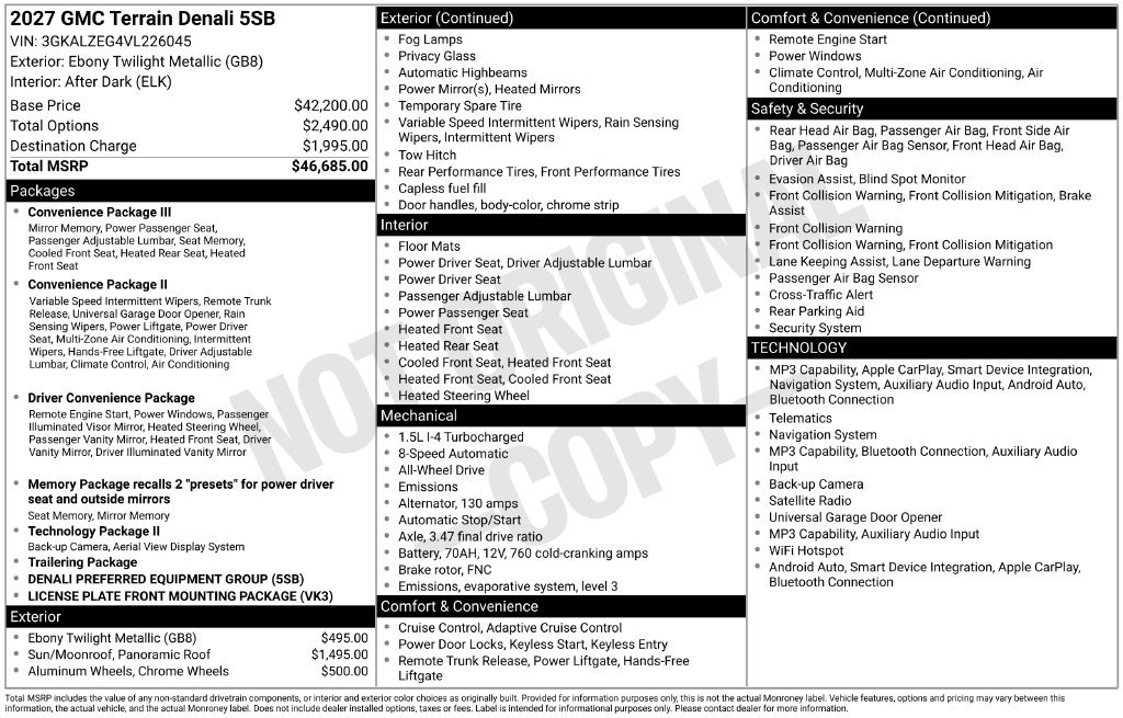 New 2027 GMC Terrain Denali AWD/4WD image 5