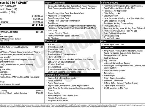 Used 2019 Lexus ES 350 F Sport w/ Accessory Package 2 FWD image 10