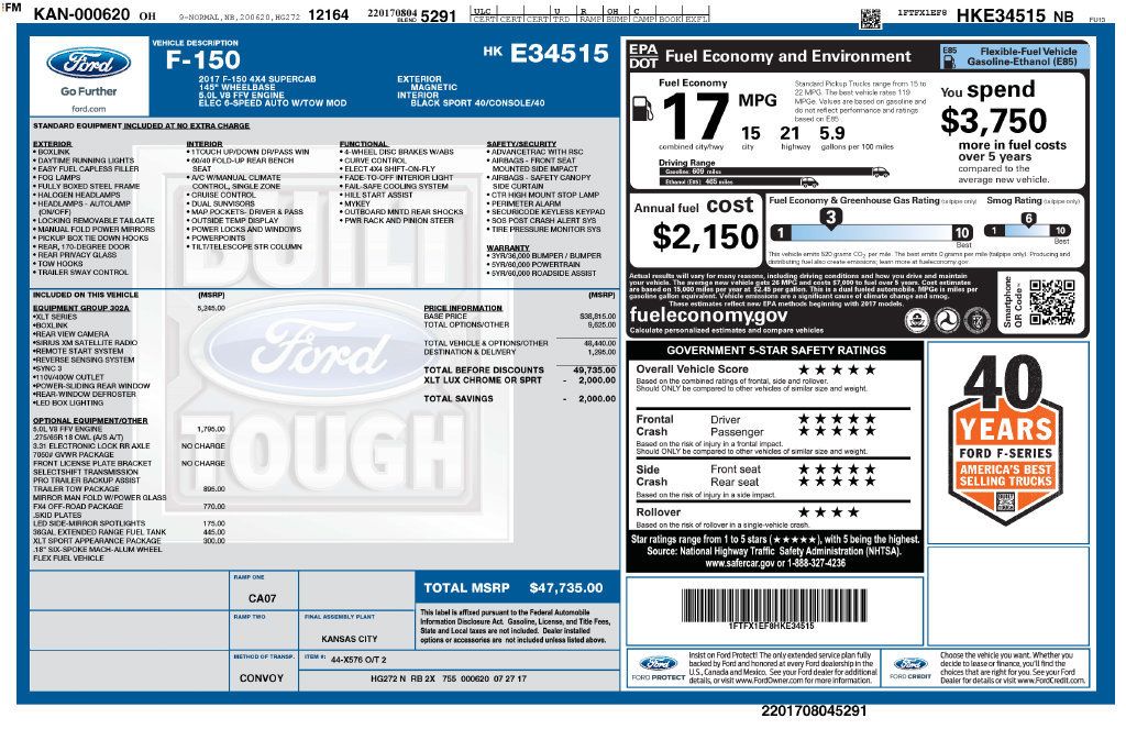 Used 2017 Ford F150 XLT w/ Equipment Group 302A Luxury AWD/4WD image 15