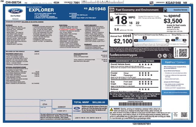 Used 2019 Ford Explorer Sport w/ Equipment Group 401A AWD/4WD image 31