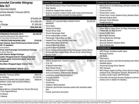 Used 2022 Chevrolet Corvette Stingray Premium Conv w/ Z51 Performance Package RWD image 7