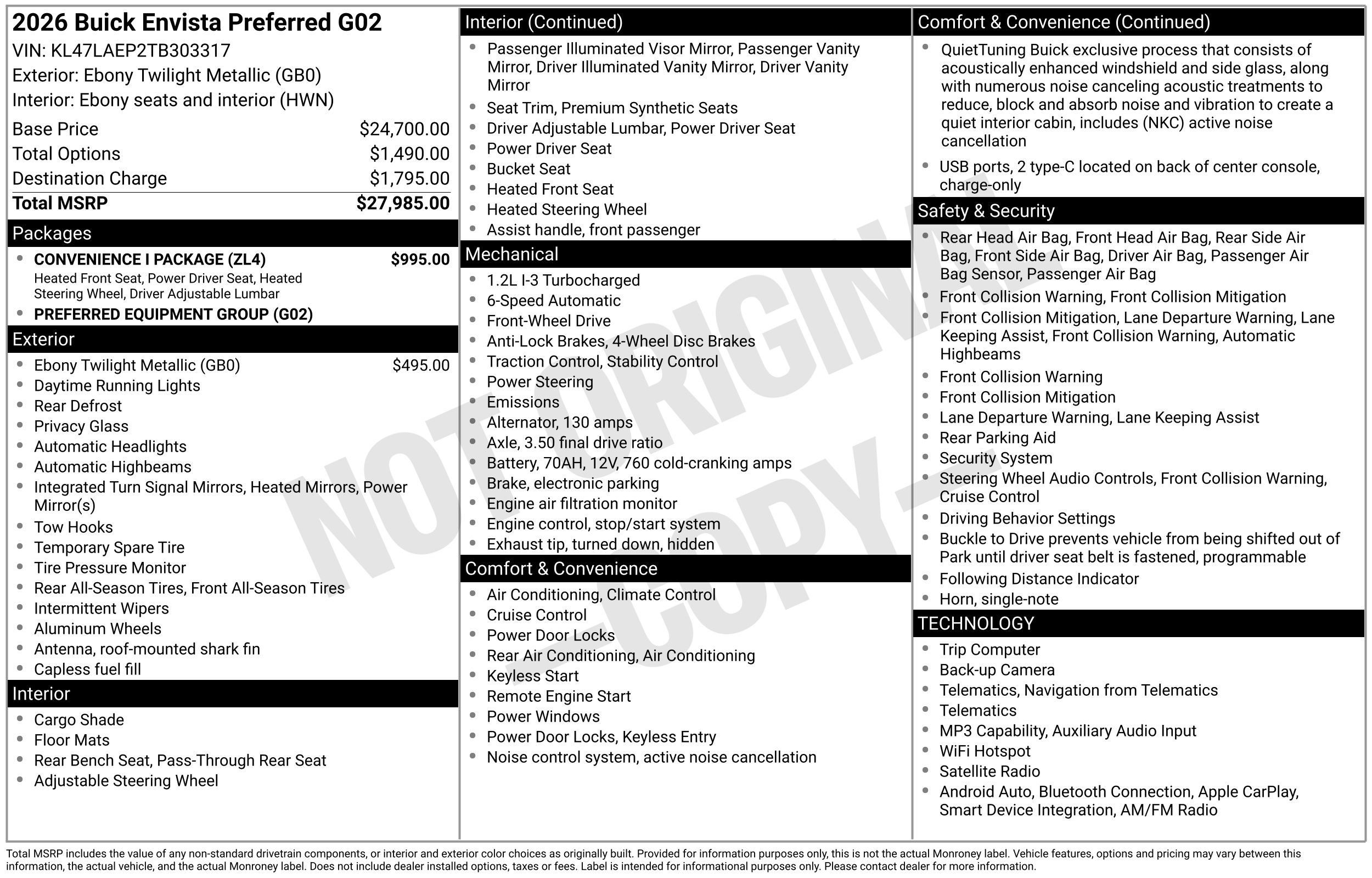 New 2026 Buick Envista Preferred w/ Convenience I Package FWD image 3