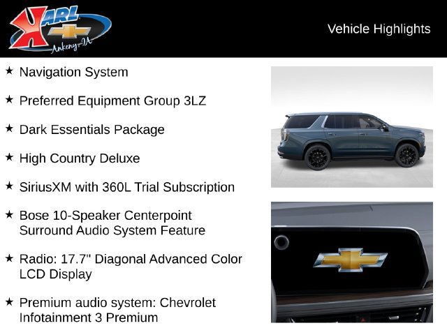 New 2027 Chevrolet Tahoe High Country w/ LPO, Dark Essentials Package AWD/4WD image 3
