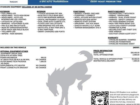 New 2025 Ford Bronco Sport Outer Banks w/ Outer Banks Tech Package+ image 2