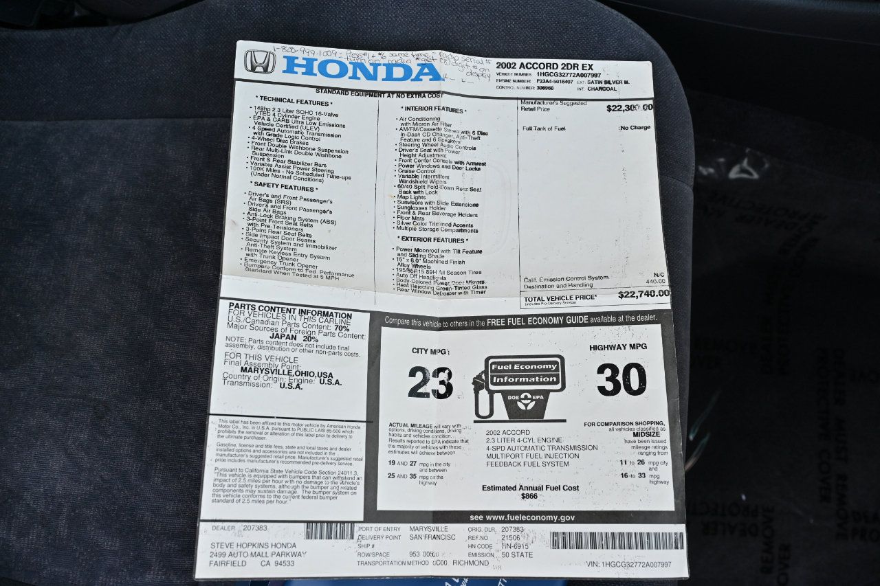 Used 2002 Honda Accord EX image 10