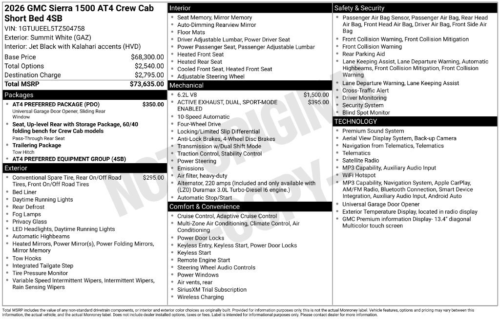 New 2026 GMC Sierra 1500 AT4 w/ AT4 Preferred Package AWD/4WD image 10