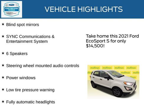 Used 2021 Ford EcoSport S FWD image 23