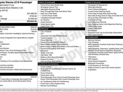 Used 2025 Toyota Sienna LE AWD/4WD image 2