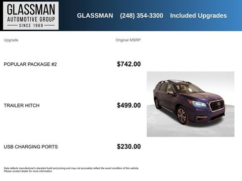 Used 2019 Subaru Ascent Touring w/ Popular Package #2 image 5