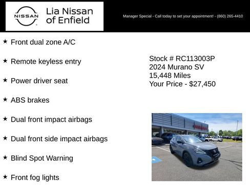 Certified 2024 Nissan Murano SV w/ SV Midnight Edition Package AWD/4WD image 15