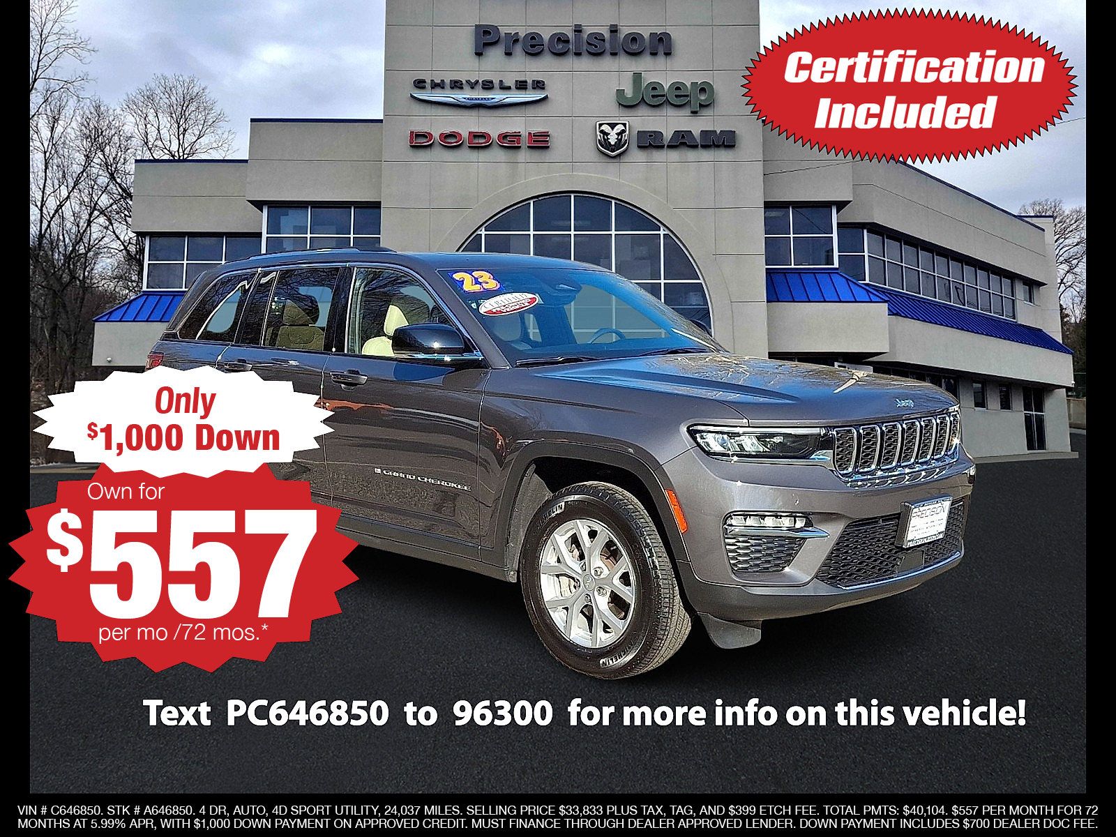 Certified 2023 Jeep Grand Cherokee Limited AWD/4WD image 1