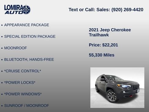 Used 2021 Jeep Cherokee Trailhawk w/ Sun, Sound & Nav Group AWD/4WD image 20
