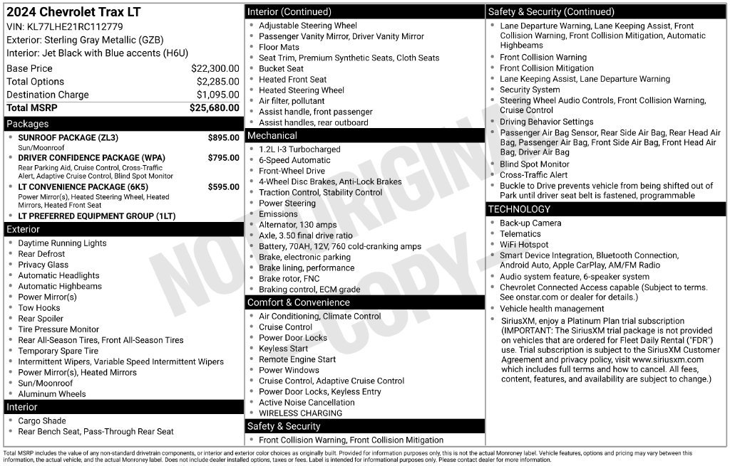 Certified 2024 Chevrolet Trax LT w/ Sunroof Package FWD image 7