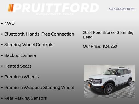 Used 2024 Ford Bronco Sport Big Bend w/ Convenience Package AWD/4WD image 13