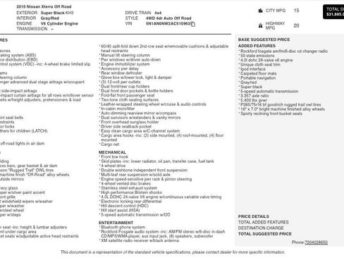 Used 2010 Nissan Xterra Off-Road image 2
