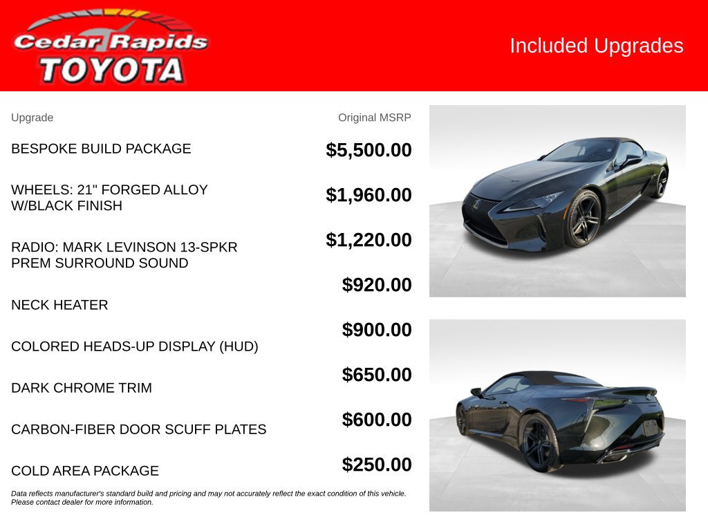 Used 2024 Lexus LC 500 Convertible w/ Bespoke Build Package RWD image 6