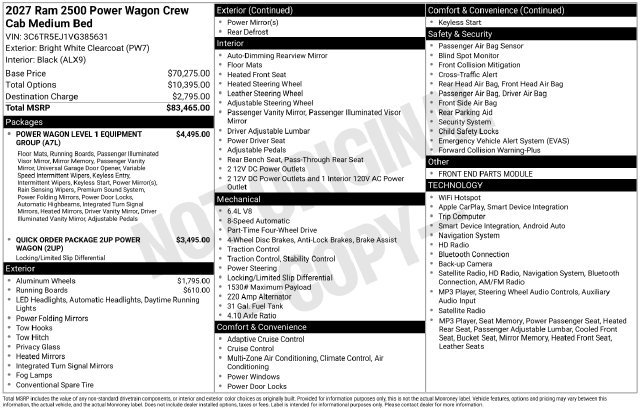 New 2027 RAM 2500 Power Wagon AWD/4WD image 28