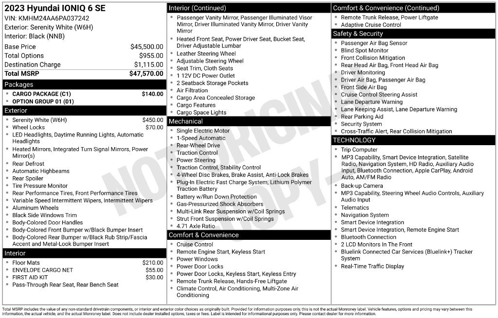 Used 2023 Hyundai Ioniq 6 Limited w/ Cargo Package RWD image 5