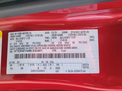 Certified 2021 Ford Ranger Lariat w/ Equipment Group 501A High image 16