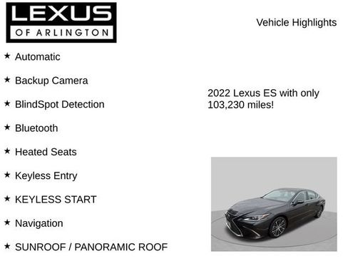 Used 2022 Lexus ES 350 w/ Premium Package FWD image 8